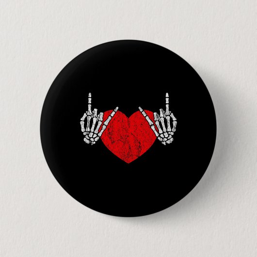 Rock Skeleton Hand Heart Rock and Roll Ronde Button 5,7 Cm (Voorkant)