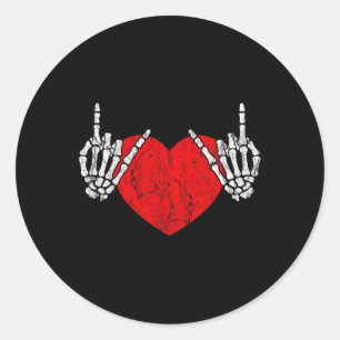 Rock Skeleton Hand Heart Rock and Roll Ronde Sticker