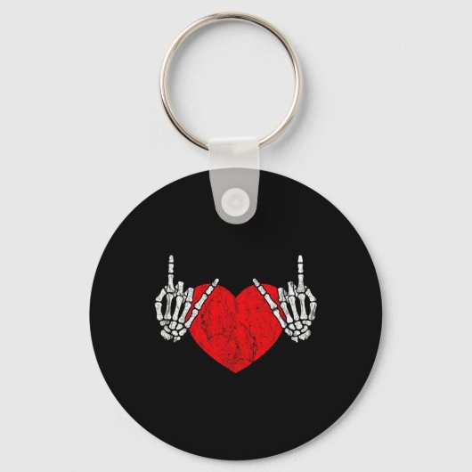 Rock Skeleton Hand Heart Rock and Roll Sleutelhanger (Voorkant)