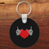 Rock Skeleton Hand Heart Rock and Roll Sleutelhanger (Voorkant)