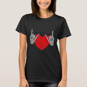 Rock Skeleton Hand Heart Rock and Roll T-shirt