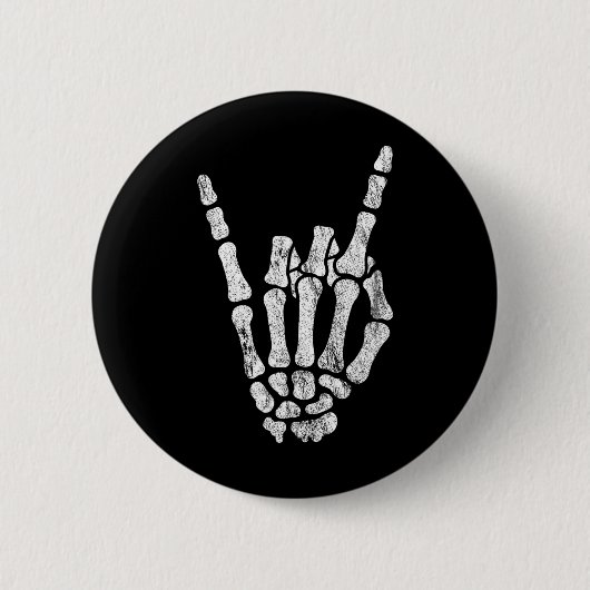 Rock Skeleton Hand Rock N Roll Metal Distress Ha Ronde Button 5,7 Cm (Voorkant)