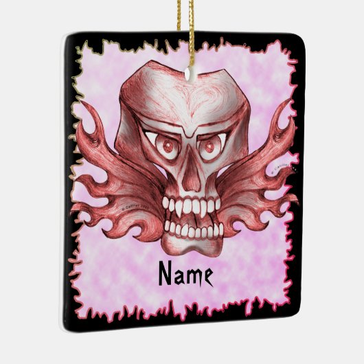 Rock Skull Biker Keramisch Ornament (Rechts)