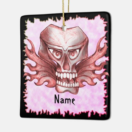 Rock Skull Biker Keramisch Ornament (Links)
