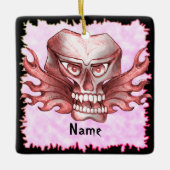 Rock Skull Biker Keramisch Ornament (Voorkant)