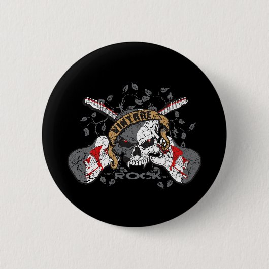  Rock Skull en Electric Guitars Ronde Button 5,7 Cm (Voorkant)