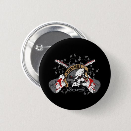  Rock Skull en Electric Guitars Ronde Button 5,7 Cm (Voorkant /achterkant)