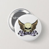 Rock Skull met Wings Ronde Button 5,7 Cm (Voorkant /achterkant)