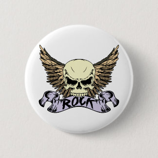 Rock Skull met Wings Ronde Button 5,7 Cm