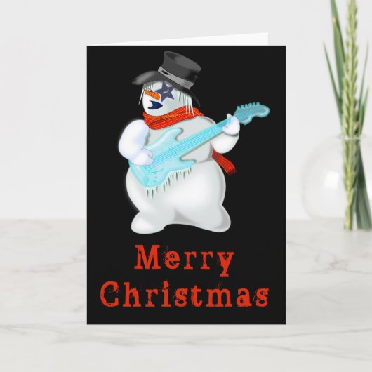 Rock Snowman Misical kerstKaart Kaart (Voorkant)