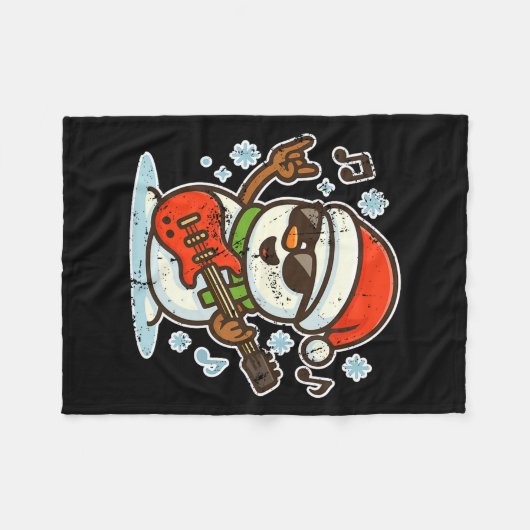 Rock Snowman With Guitar Premium Tri-blend  Fleece Deken (Voorkant (Horizontaal))