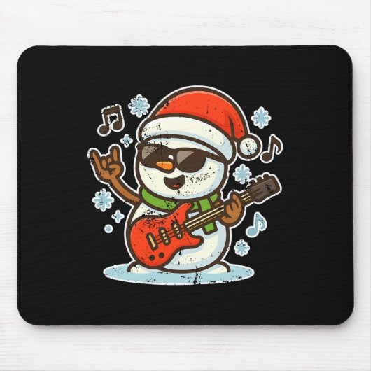 Rock Snowman With Guitar Premium Tri-blend  Muismat (Voorkant)