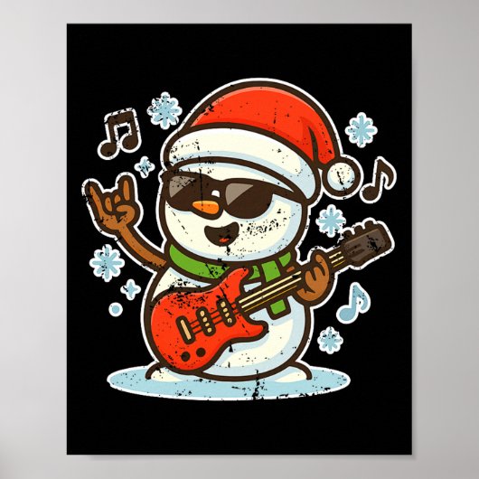 Rock Snowman With Guitar Premium Tri-blend  Poster (Voorkant)
