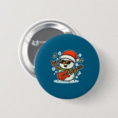 Rock Snowman With Guitar Premium Tri-blend Ronde Button 5,7 Cm (Voorkant /achterkant)