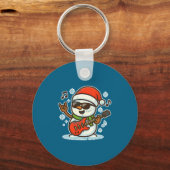 Rock Snowman With Guitar Premium Tri-blend  Sleutelhanger (Voorkant)
