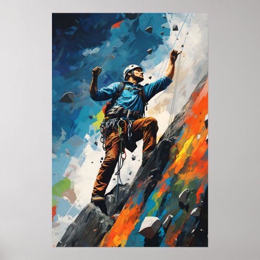 Rock Sport Klimmuurklimmer Verf Poster (Voorkant)