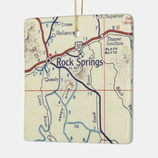 Rock Springs WY Map Keramisch Ornament (Links)