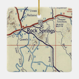 Rock Springs WY  Map Keramisch Ornament