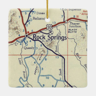 Rock Springs WY  Map Keramisch Ornament