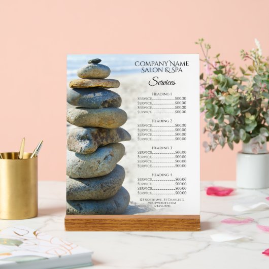 Rock Stack Cairn Spa Salon Services Menu Acryl Bord (Huwelijk)
