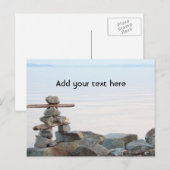 Rock stapelkunst aan het strand. Foto van Hao zhan Briefkaart (Voorkant / Achterkant)