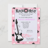 ROCK STAR 4x5 Roze Rocker Birthday Uitnodiging (Voorkant)