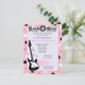 ROCK STAR 4x5 Roze Rocker Birthday Uitnodiging (Staand voorkant)