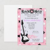 ROCK STAR 4x5 Roze Rocker Birthday Uitnodiging (Voorkant / Achterkant)