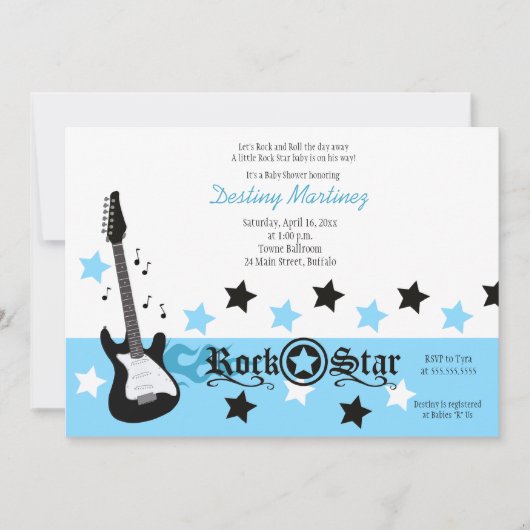 ROCK STAR 5x7 Rocker Baby shower Invitation Kaart (Voorkant)