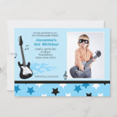 ROCK STAR 5x7 Rocker Birthday Photo Invitation Kaart (Voorkant)