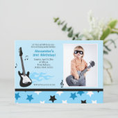 ROCK STAR 5x7 Rocker Birthday Photo Invitation Kaart (Staand voorkant)