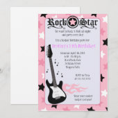 ROCK STAR 5x7 Roze Rocker Birthday Uitnodiging (Voorkant / Achterkant)