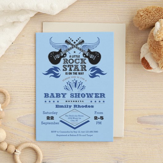 Rock Star Baby shower Invitation Kaart