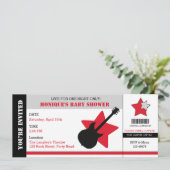 Rock Star Baby shower Invitation Ticket Stijl Kaart (Staand voorkant)