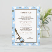 Rock Star-Baby shower Opmerking: blauw Bedankkaart (Staand voorkant)