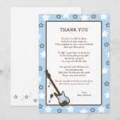 Rock Star-Baby shower Opmerking: blauw Bedankkaart (Voorkant / Achterkant)