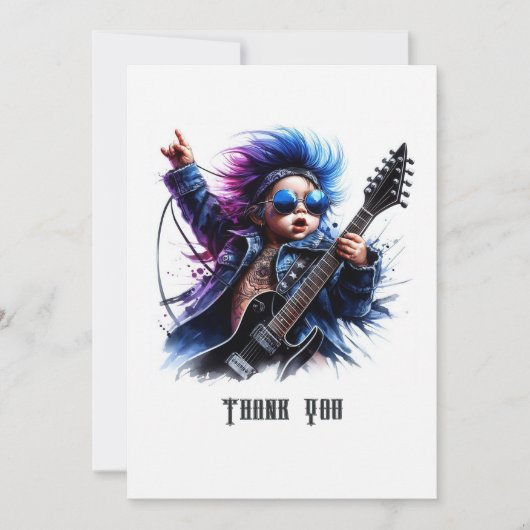 Rock Star Baby Verjaardag Bedankkaart (Voorkant)