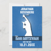 Rock Star Bar Mitswa Bewaar de datum in het blauw Magnetische Uitnodiging (Voorkant)
