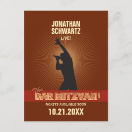 Rock Star Bar Mitswa Bewaar de datum in het bruin Aankondigingskaart