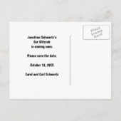 Rock Star Bar Mitswa Save the Date Zwart Zilver Aankondigingskaart (Achterkant)