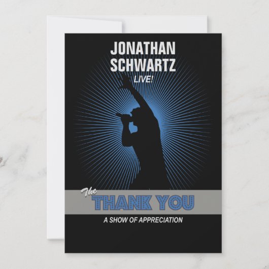 Rock Star Bar Mitzvah Hartelijk dank, Blck/Silver/ Bedankkaart (Voorkant)