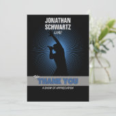 Rock Star Bar Mitzvah Hartelijk dank, Blck/Silver/ Bedankkaart (Staand voorkant)