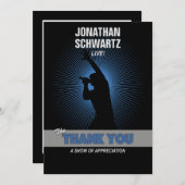 Rock Star Bar Mitzvah Hartelijk dank, Blck/Silver/ Bedankkaart (Voorkant / Achterkant)