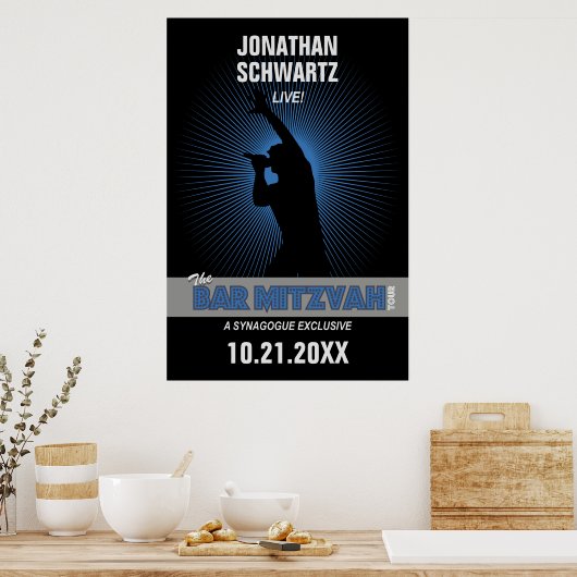 Rock Star Bar Mitzvah Poster Black Silver Blue (Keuken)