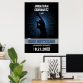 Rock Star Bar Mitzvah Poster Black Silver Blue (Thuiskantoor)