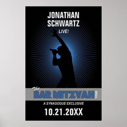 Rock Star Bar Mitzvah Poster Black Silver Blue (Voorkant)