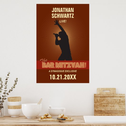 Rock Star Bar Mitzvah Poster in Brown (Keuken)