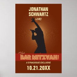 Rock Star Bar Mitzvah Poster in Brown