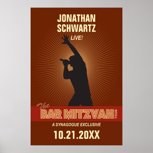 Rock Star Bar Mitzvah Poster in Brown (Voorkant)