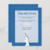 Rock Star Bar Mitzvah Reply Card in Blue RSVP Kaartje (Voorkant / Achterkant)
